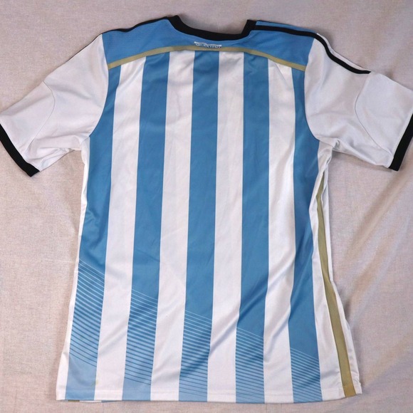 Adidas Argentina Home Jersey Blue White Striped Mens Large L 2014 World Cup - Picture 3 of 6